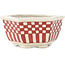 Hexagonal white and red bonsai pot by Echizen - 110 x 110 x 52 mm