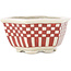 Zeshoekige witte en rode bonsaipot van Echizen - 110 x 110 x 52 mm