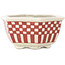 Hexagonal white and red bonsai pot by Echizen - 110 x 110 x 52 mm