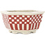 Hexagonal white and red bonsai pot by Echizen - 110 x 110 x 52 mm