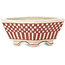 Maceta para bonsái hexagonal blanca y roja de Echizen - 92 x 92 x 35 mm