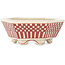 Maceta para bonsái hexagonal blanca y roja de Echizen - 92 x 92 x 35 mm