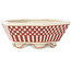 Maceta para bonsái hexagonal blanca y roja de Echizen - 92 x 92 x 35 mm