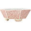 Hexagonal white and red bonsai pot by Echizen - 95 x 95 x 33 mm