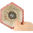 Maceta hexagonal para bonsái en blanco y rojo de Echizen - 95 x 95 x 33 mm