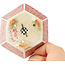 Hexagonal white and red bonsai pot by Echizen - 95 x 95 x 33 mm