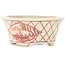 Round white and red bonsai pot by Echizen - 90 x 90 x 40 mm