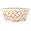 Round white and red bonsai pot by Echizen - 90 x 90 x 40 mm