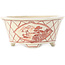 Round white and red bonsai pot by Echizen - 90 x 90 x 40 mm