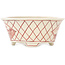 Round white and red bonsai pot by Echizen - 90 x 90 x 40 mm