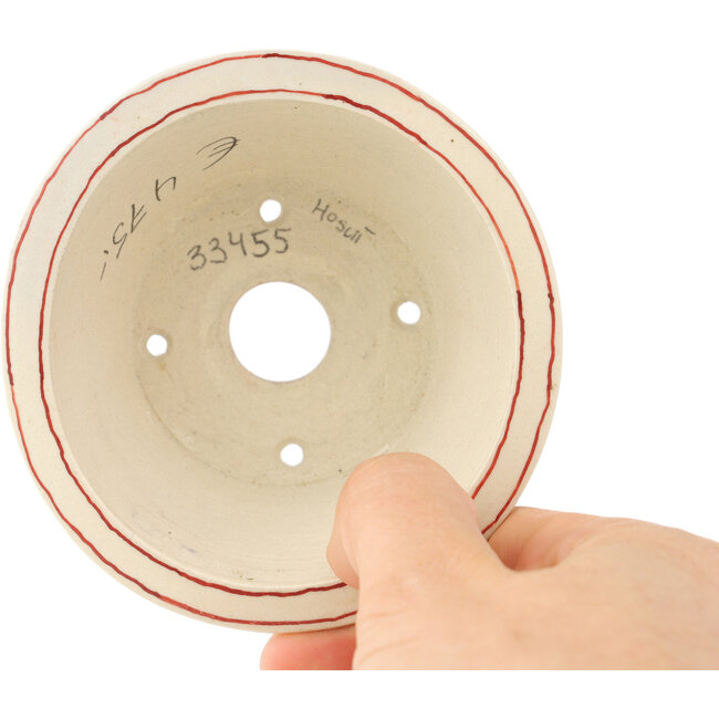 Pot à bonsaï rond blanc et rouge par Echizen - 90 x 90 x 40 mm