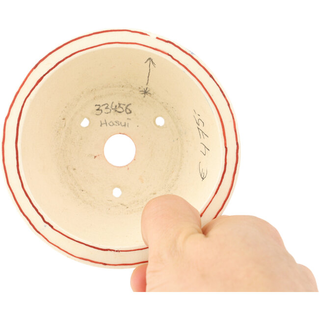 Pot à bonsaï rond blanc et rouge par Echizen - 92 x 92 x 40 mm