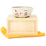 Round white and red bonsai pot by Echizen - 83 x 83 x 34 mm