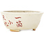 Vaso bonsai rotondo bianco e rosso di Echizen - 83 x 83 x 34 mm