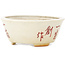 Vaso bonsai rotondo bianco e rosso di Echizen - 83 x 83 x 34 mm