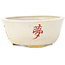Vaso bonsai rotondo bianco e rosso di Echizen - 83 x 83 x 34 mm
