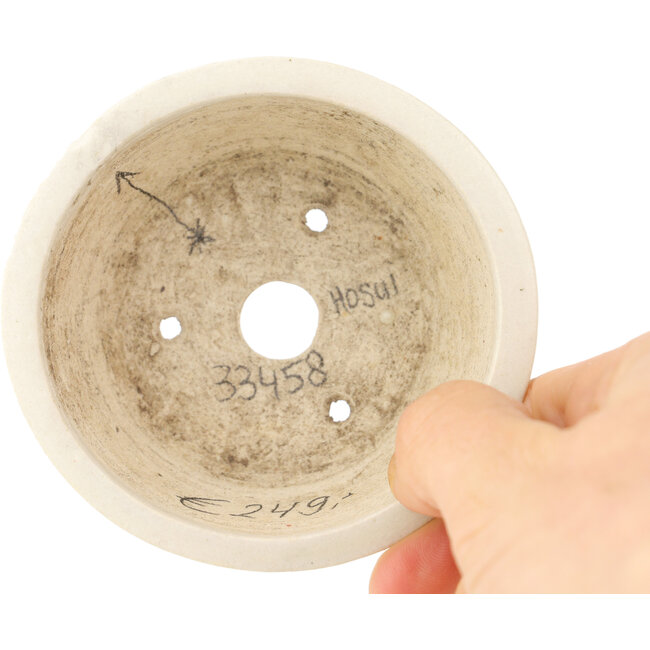 Pot à bonsaï rond blanc et rouge par Echizen - 83 x 83 x 34 mm