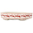Vaso bonsai ovale bianco e rosso di Echizen - 93 x 73 x 19 mm