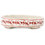 Vaso bonsai ovale bianco e rosso di Echizen - 93 x 73 x 19 mm