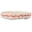 Oval white and red bonsai pot by Echizen - 93 x 73 x 19 mm