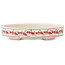 Oval white and red bonsai pot by Echizen - 93 x 73 x 19 mm