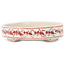 Oval white and red bonsai pot by Echizen - 93 x 73 x 19 mm