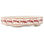 Oval white and red bonsai pot by Echizen - 93 x 73 x 19 mm
