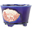 Vaso bonsai rotondo blu e rosso di Echizen - 110 x 110 x 72 mm