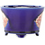 Round blue and red bonsai pot by Echizen - 110 x 110 x 72 mm