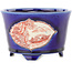 Vaso bonsai rotondo blu e rosso di Echizen - 110 x 110 x 72 mm