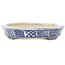 Ovaler weiß-blauer Bonsai-Topf von Echizen - 103 x 87 x 11 mm