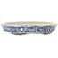 Ovale witte en blauwe bonsai pot van Echizen - 103 x 87 x 11 mm