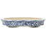 Pot à bonsaï ovale blanc et bleu par Echizen - 103 x 87 x 11 mm