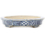 Pot à bonsaï ovale blanc et bleu par Echizen - 103 x 87 x 11 mm