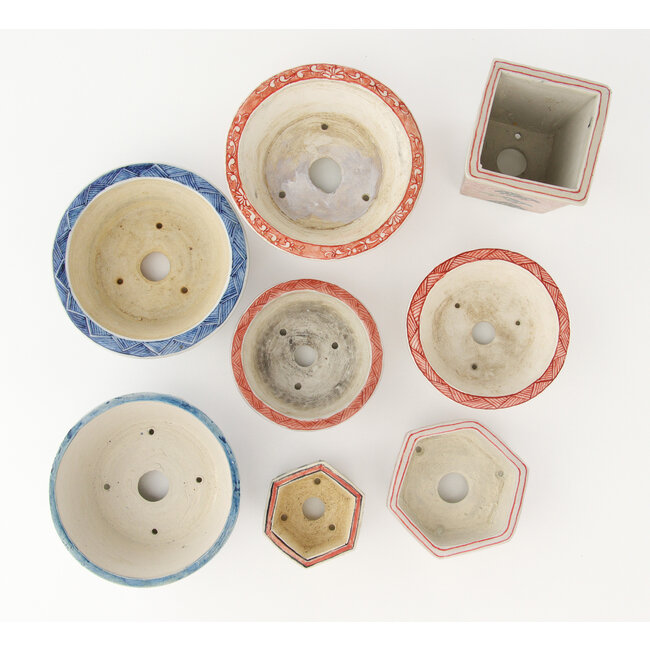 Set vaso bonsai bianco e multicolore di Echizen - 80 x 80 x 30 mm