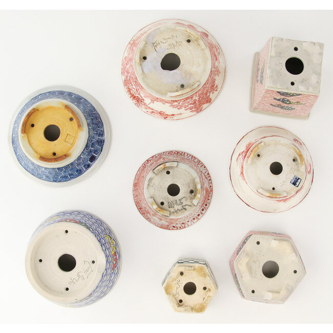 Ensemble de pots à bonsaï blanc et multicolore de Echizen - 80 x 80 x 30 mm