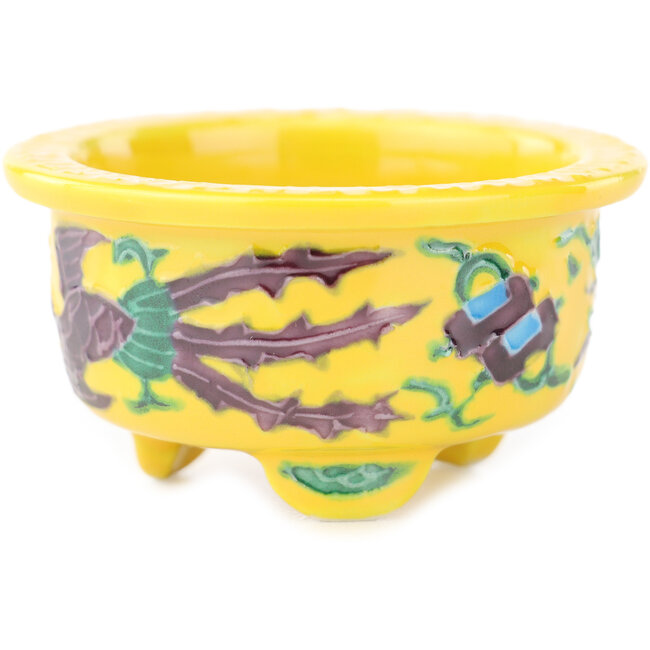 Pot à bonsaï rond multicolore jaune de Syoami - 50 x 50 x 27 mm