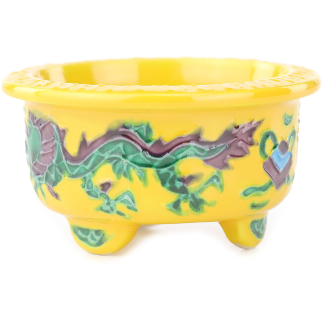 Pot à bonsaï rond multicolore jaune de Syoami - 50 x 50 x 27 mm