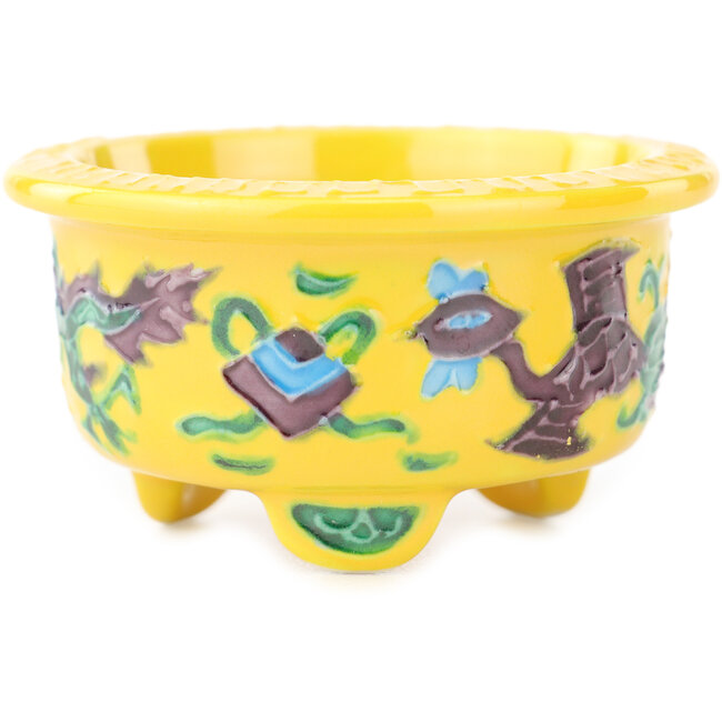 Pot à bonsaï rond multicolore jaune de Syoami - 50 x 50 x 27 mm