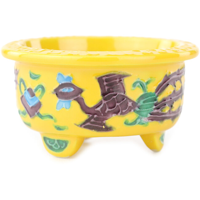 Round yellow multicolor bonsai pot by Syoami - 50 x 50 x 27 mm