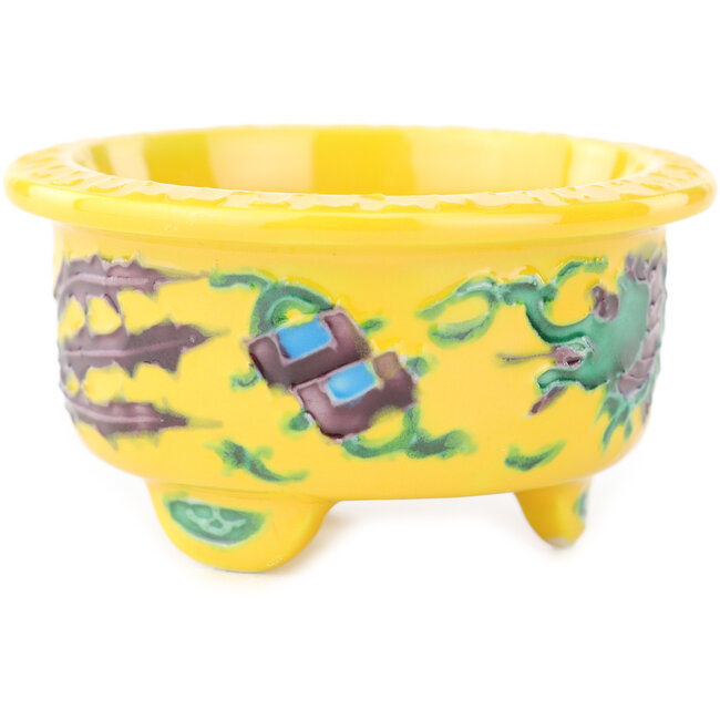 Pot à bonsaï rond multicolore jaune de Syoami - 50 x 50 x 27 mm