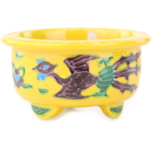 Round yellow multicolor bonsai pot by Syoami - 50 x 50 x 27 mm