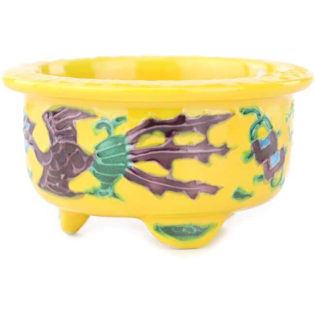 Pot à bonsaï rond multicolore jaune de Syoami - 50 x 50 x 27 mm