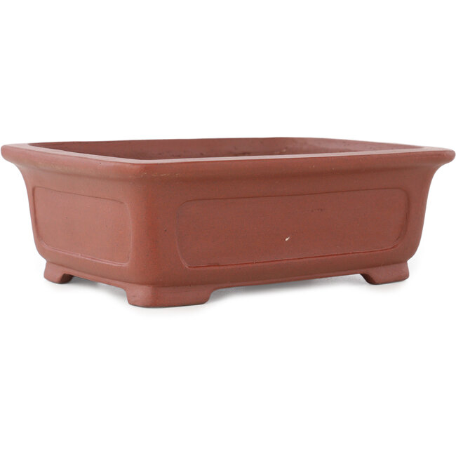 Rechthoekige ongeglazuurde bonsaipot van Shibakatsu - 195 x 152 x 65 mm