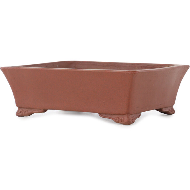 Pot à bonsaï rectangulaire non émaillé de Shibakatsu - 185 x 145 x 57 mm