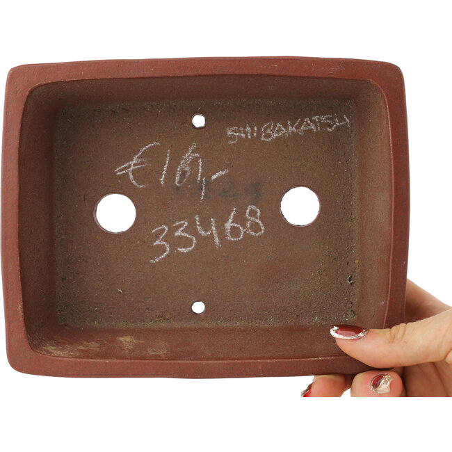 Rechthoekige ongeglazuurde bonsaipot van Shibakatsu - 185 x 145 x 57 mm