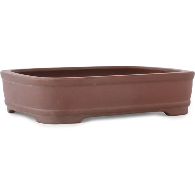 Rechthoekige ongeglazuurde bonsaipot van Shibakatsu - 225 x 175 x 55 mm