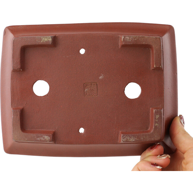 Rectangular unglazed bonsai pot by Shibakatsu - 193 x 146 x 50 mm