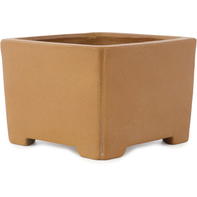 Vierkante ongeglazuurde bonsaipot van Shibakatsu - 125 x 125 x 87 mm