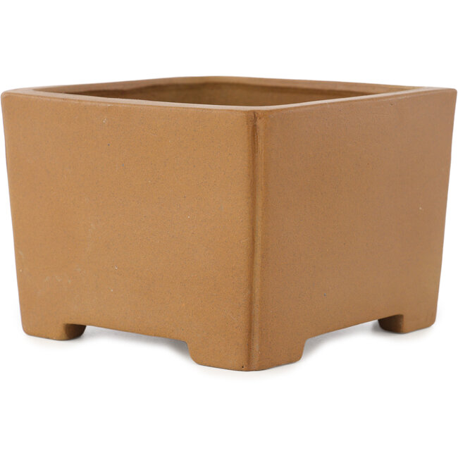 Vierkante ongeglazuurde bonsaipot van Shibakatsu - 125 x 125 x 87 mm